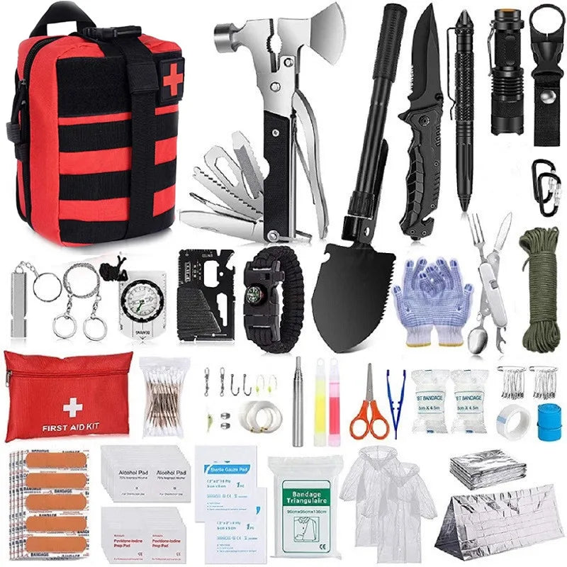 Survival Kit Professional Survival Gear 200 in 1 Emergency Tactical First Aid Kit Outdoor Trauma Bag for Men Adventure Hunting