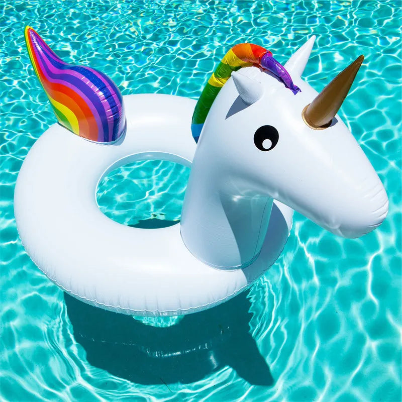 Summer Ring Tool Free Pump Gift  Inflatable Ride-ons Life Buoy Unicorn Bath Water Toy Pool Rafts For Children &amp; Adult Swimming