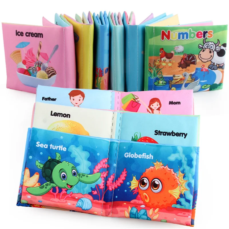 0-12 Months Baby Cloth Book Fruits Animals Cognize Puzzle Book Infant Kids Early Learning Educational Fabric Books Toys игрушк