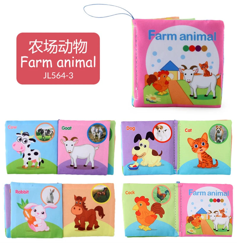 0-12 Months Baby Cloth Book Fruits Animals Cognize Puzzle Book Infant Kids Early Learning Educational Fabric Books Toys игрушк