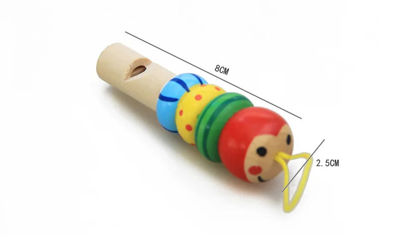 1Pc Infant Whistling Toy Wooden Random Color Toys Cartoon Animal Whistle Educational Music Instrument Toy for Baby Kids Children