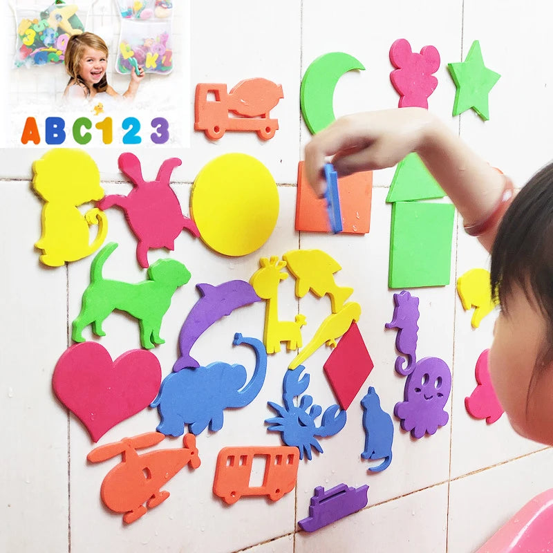 Alphanumeric Letter Bathroom Toys Bathtub Soft EVA Kids Baby Early Education Learning Foam DIY Sticker Puzzle Bubble Water Toys