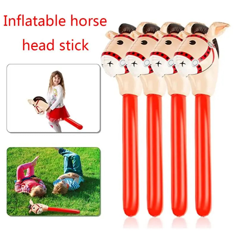 Inflatable Horse Heads Cowgirl Stick PVC Balloon Outdoor Educational Toys Gifts