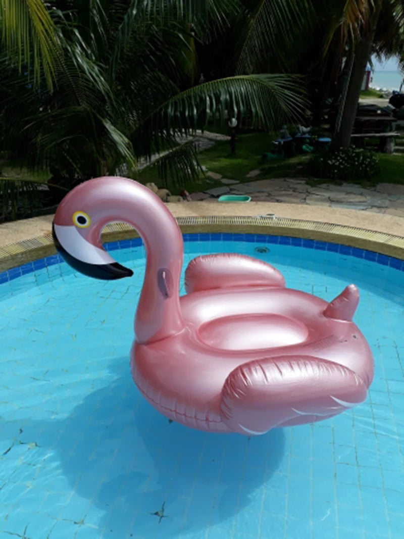 For Adult Pool 60 Inches Giant Inflatable Rose Gold Flamingo Swan Ride-on Summer Toys Swimming Pool Games Water Mattress Floats