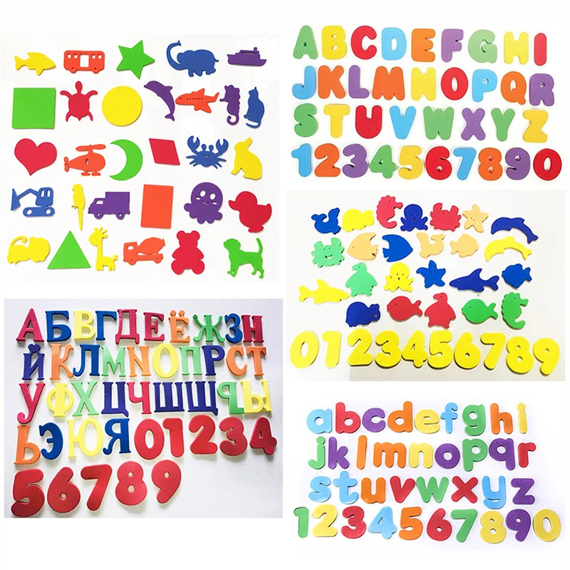 Alphanumeric Letter Bathroom Toys Bathtub Soft EVA Kids Baby Early Education Learning Foam DIY Sticker Puzzle Bubble Water Toys