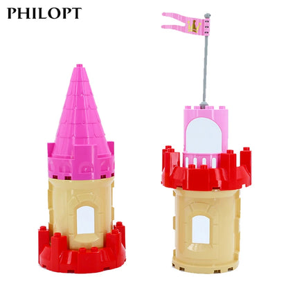 Big Particles Building Blocks Castle Scene Accessories Houses Roof Wall Compatible Large Bricks Educational Toys For Kids Gifts