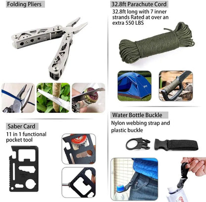 EDC Survival Kit Gear Tool Kit 47 IN 1 Emergency SOS Survival Tools Emergency Blanket Tactical Pen Flashlight Pliers Wire Saw