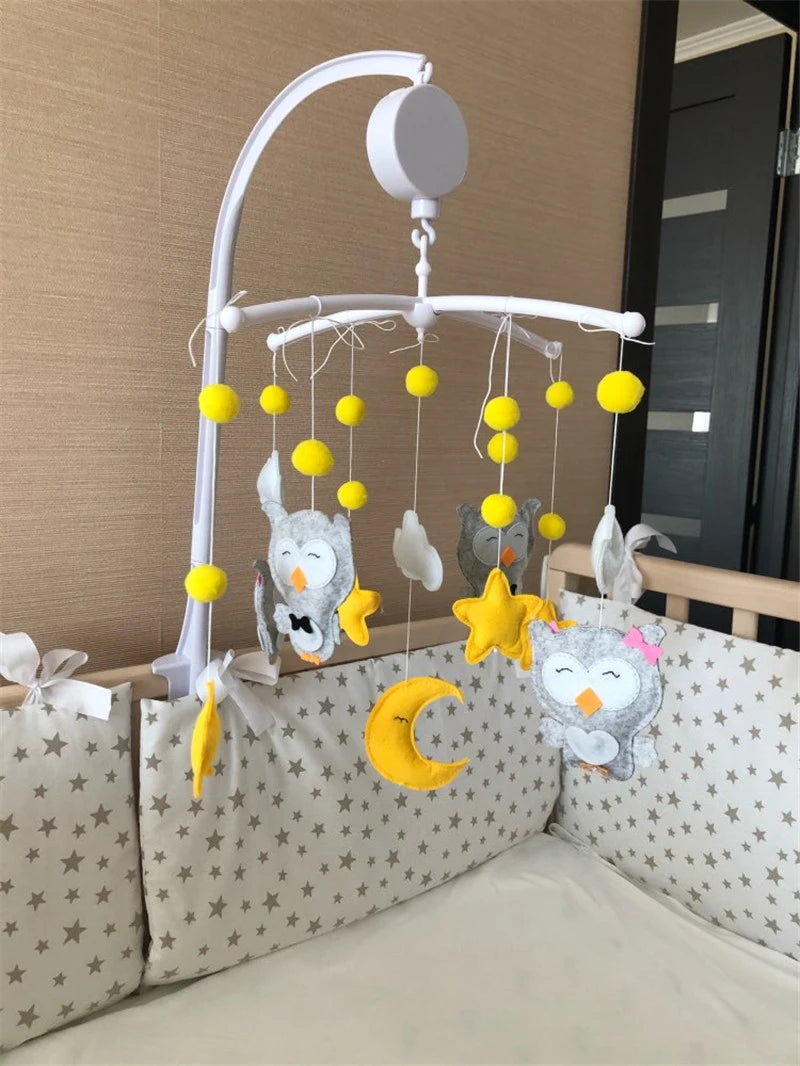 White Baby Crib Mobile Bed Bell Toy Holder Arm Bracket + Wind-up Music Box Baby toys Carousel Rattles Bracket Sold Separately