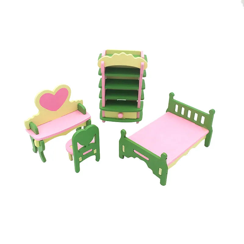 1:12 Dollhouse Miniature Furniture Wooden Creative Bathroom Bedroom Restaurant For Kids Action Figure Doll House Decoration Doll