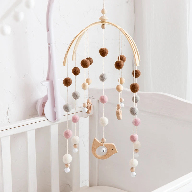 Bite Bites 1set Baby Wooden Hanger Mobile Crib Hanger Frame Bed Bell For Newborn DIY Craft Accessories Baby Toy Children&