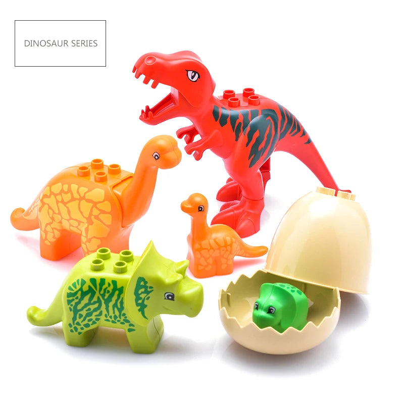 Big Building Blocks Zoo Animals Accessories Poultry Farm Sea Dinosaur Assemble Bricks Sets DIY Education Toys For Children Gifts