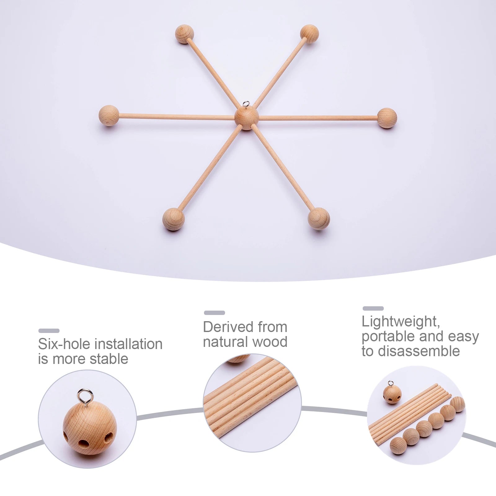 Bite Bites 1set Baby Wooden Hanger Mobile Crib Hanger Frame Bed Bell For Newborn DIY Craft Accessories Baby Toy Children&