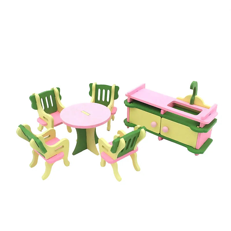 1:12 Dollhouse Miniature Furniture Wooden Creative Bathroom Bedroom Restaurant For Kids Action Figure Doll House Decoration Doll