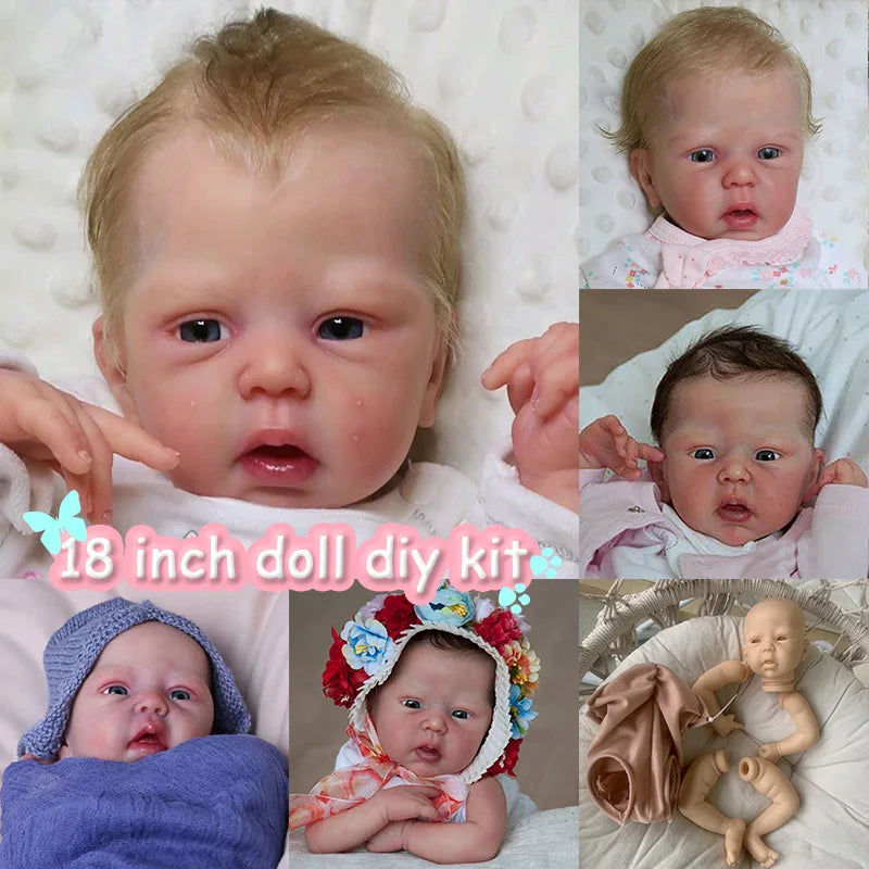 18Inch Reborn Mindy Awake Kit Open Eyes Reborn Baby Doll Kit Unpainted Reborn Kit Blank Parts Lifelike Kit Drop Shipping