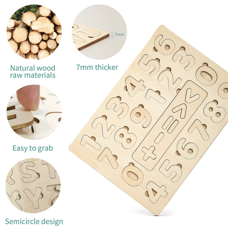 1Pc Montessori Language Educational Toys Wooden English Alphabet Board And Numbers Cognition Board Children's Jigsaw Puzzle Game