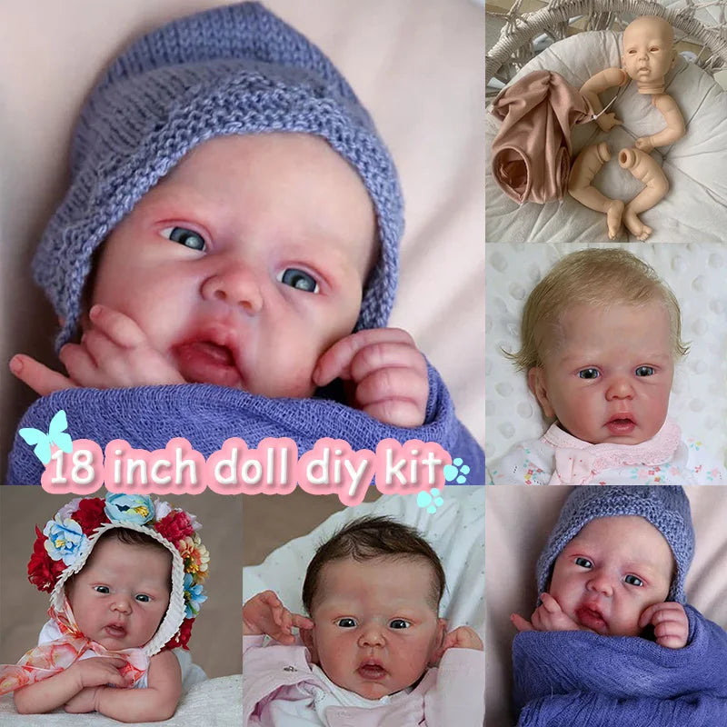 18Inch Reborn Mindy Awake Kit Open Eyes Reborn Baby Doll Kit Unpainted Reborn Kit Blank Parts Lifelike Kit Drop Shipping