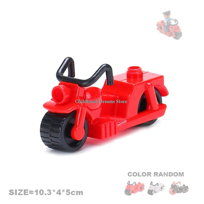 Traffic Big Building Blocks Vehicle Accessories Compatible Bricks Transportation Inserting Car Model Assembly Education Kid Toys