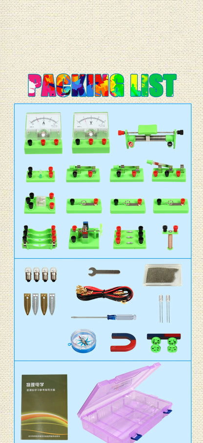 Student Physics Lab Electricity Circuit Magnetism Experiment Kit Learning Supply Kids Educational Toys for Junior High School