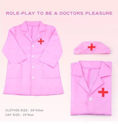 Simulation doctor nurse work Children Uniform Cross Coat Halloween Costume Kids Cosplay Baby Toys Set Fancy Party birthday