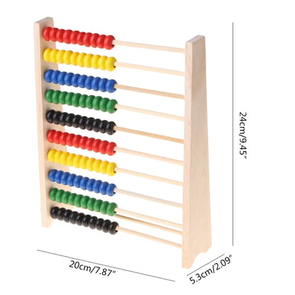 Wooden Abacus 10-row Colorful Beads Counting Kid Maths Learning educational toy