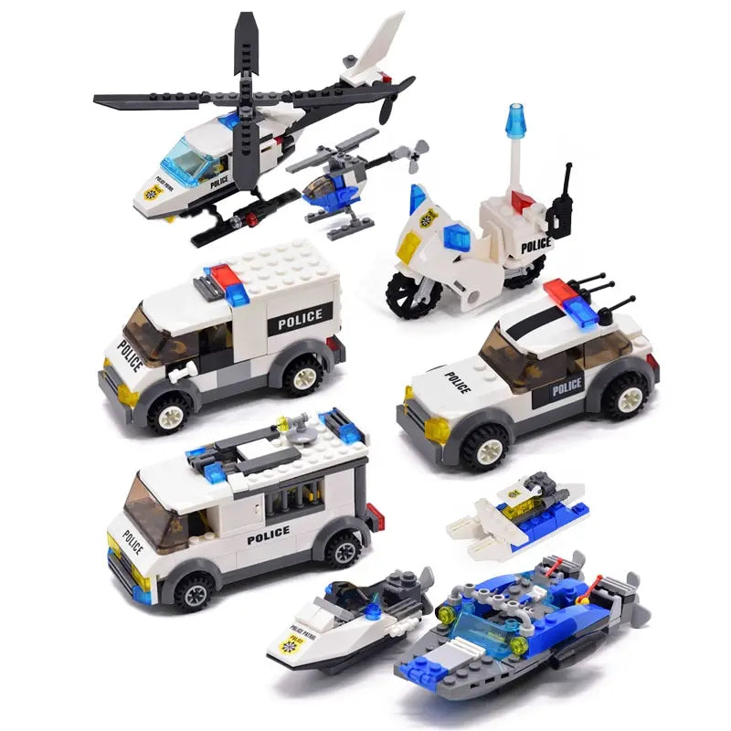 City Police Patrol Car Model Figure Blocks Educational Construction Building Bricks Toys For Children Christmas Gift