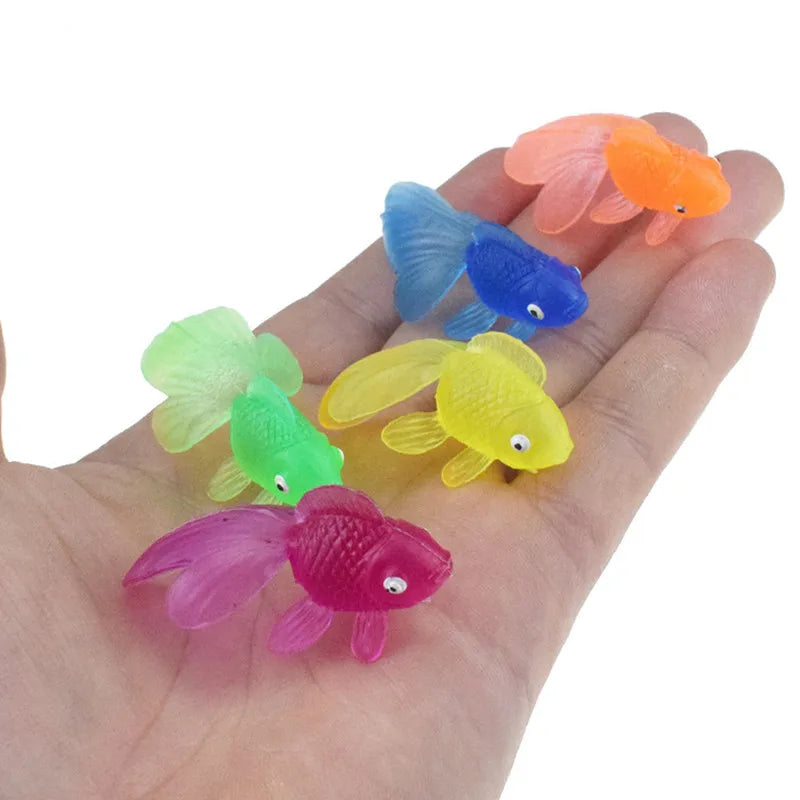 10pcs/set Kids Soft Rubber Gold Fish Baby Bath Toys for Children Simulation Mini Goldfish Water Toddler Fun Swimming Beach Gifts