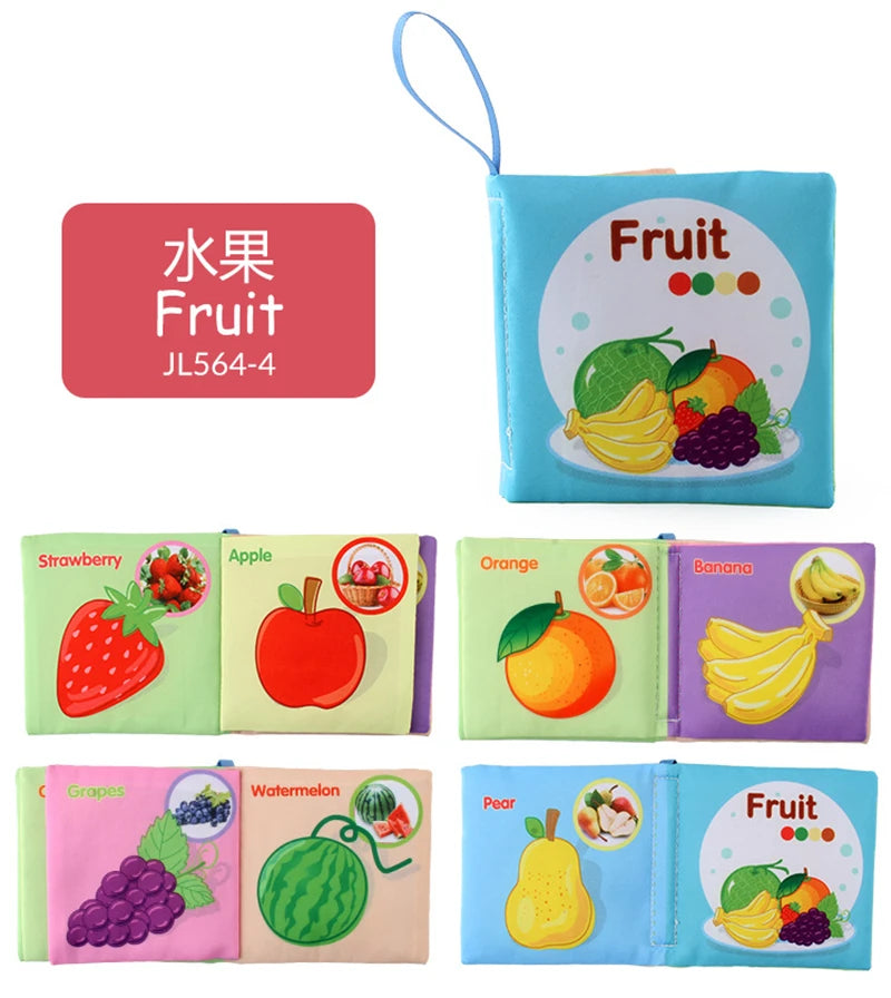 0-12 Months Baby Cloth Book Fruits Animals Cognize Puzzle Book Infant Kids Early Learning Educational Fabric Books Toys игрушк