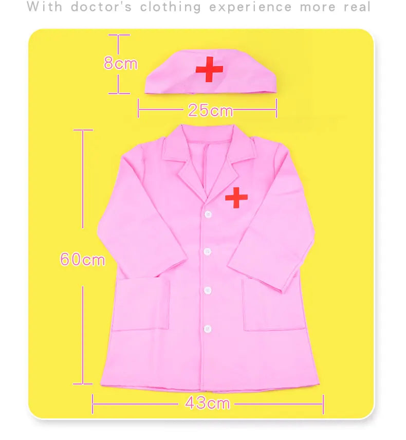 Simulation doctor nurse work Children Uniform Cross Coat Halloween Costume Kids Cosplay Baby Toys Set Fancy Party birthday