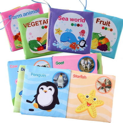 0-12 Months Baby Cloth Book Fruits Animals Cognize Puzzle Book Infant Kids Early Learning Educational Fabric Books Toys игрушк