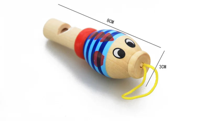 1Pc Infant Whistling Toy Wooden Random Color Toys Cartoon Animal Whistle Educational Music Instrument Toy for Baby Kids Children