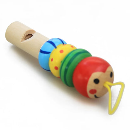 1Pc Infant Whistling Toy Wooden Random Color Toys Cartoon Animal Whistle Educational Music Instrument Toy for Baby Kids Children