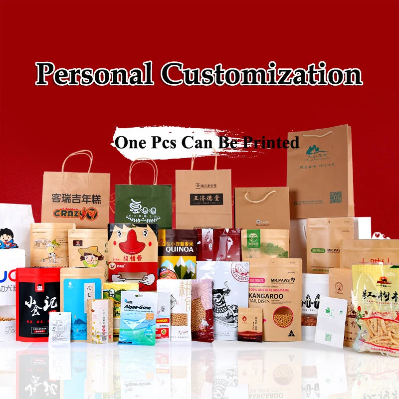 Customed Printing Aluminum Foil Plastic Kraft Paper Bag Tea Candy Flour Coffee Bean Pet Food Bags Zip Lock Pouch