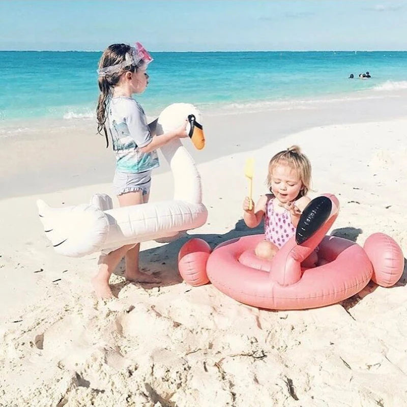 Inflatable Flamingo Pool Rafts Ride on Goose Summer Toys Kids Fun Swimming Water Beach Party Pool Game Toy Dmuchany Flaming Rose