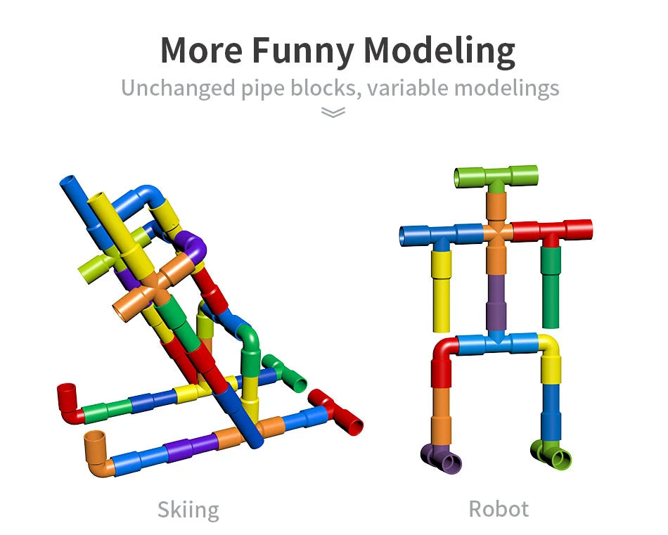 DIY Water Building Blocks Toys Montessori Water Pipe Building Blocks Toy Designer Children Construction Educational Toys Gift