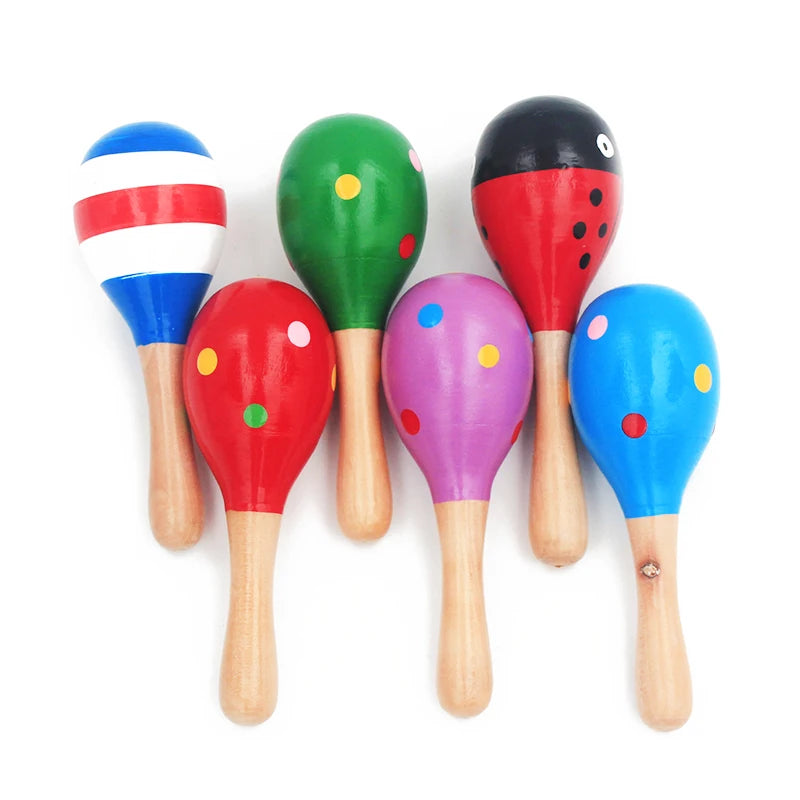 1Pc 12x4cm Infant &amp; Toddlers Wood Sand Hammer Wooden Maraca Rattles Sand Hammer Kids Musical Party Favor Child Baby Shaker Toy