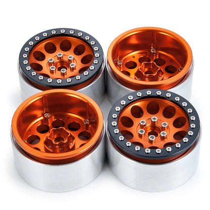 YEAHRUN 2/4pcs Metal Beadlock 2.2 inch Wheel Rims Hubs for Axial Wraith 90048 RR10 TRX-4 1/10 RC Crawler Car Upgrade Parts