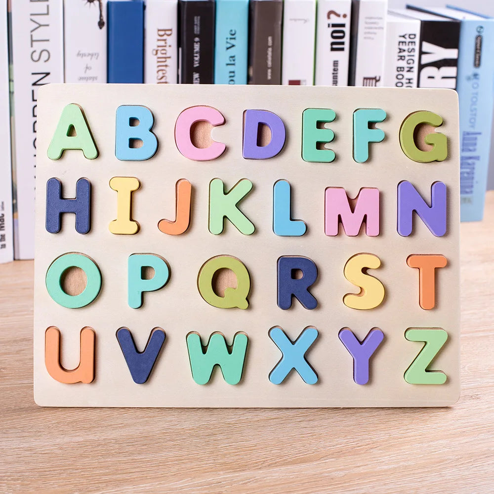 Macarons Puzzle Digital Wooden Toys Jigsaw Letter Alphabet Early Learning Number Puzzle Preschool Educational Baby Toys for Kids