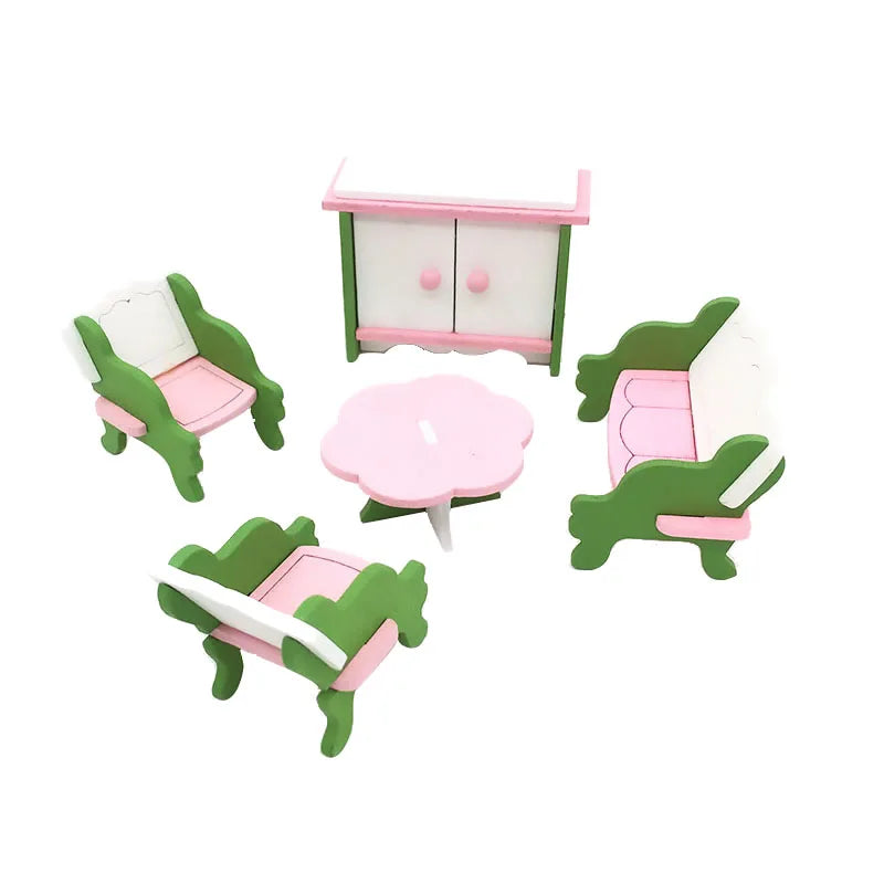 1:12 Dollhouse Miniature Furniture Wooden Creative Bathroom Bedroom Restaurant For Kids Action Figure Doll House Decoration Doll