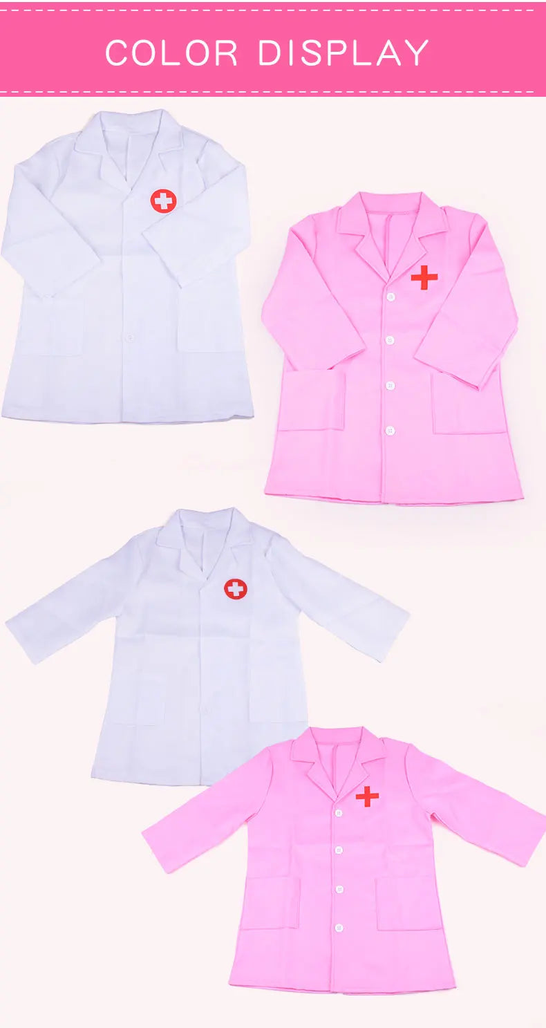 Simulation doctor nurse work Children Uniform Cross Coat Halloween Costume Kids Cosplay Baby Toys Set Fancy Party birthday