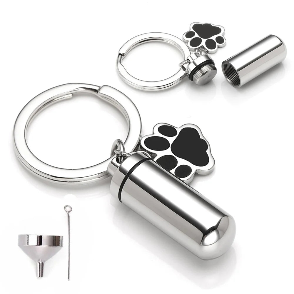 Cylinder Key chain with Dog Paw Print