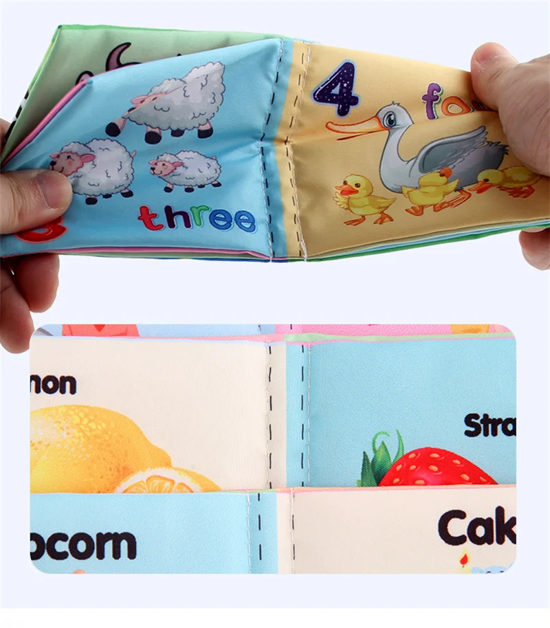 0-12 Months Baby Cloth Book Fruits Animals Cognize Puzzle Book Infant Kids Early Learning Educational Fabric Books Toys игрушк