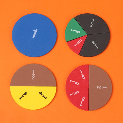 9Set EVA Round Shaped Fractions Instrument Montessori Math Educational Toys Math Learning Tool Student Teaching Gifts