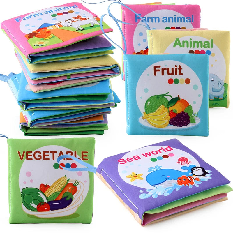 0-12 Months Baby Cloth Book Fruits Animals Cognize Puzzle Book Infant Kids Early Learning Educational Fabric Books Toys игрушк