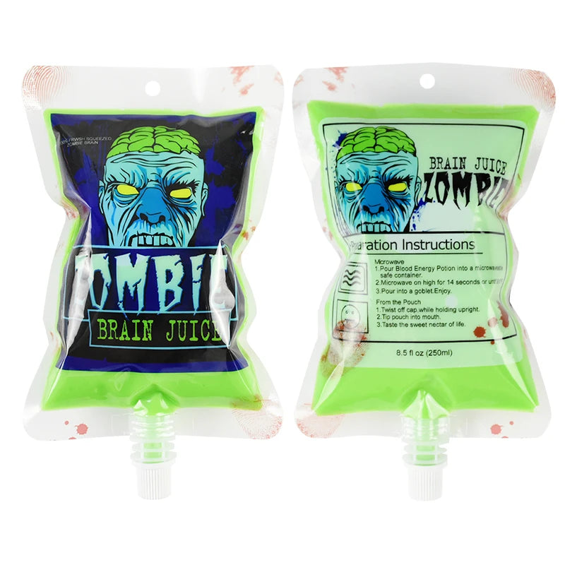 5pcs Creative Halloween Blood Drink Bag 250ml PET Food Bags Juice Bag Zombie Vampire Plasma Cosplay Props Halloween Decor Props