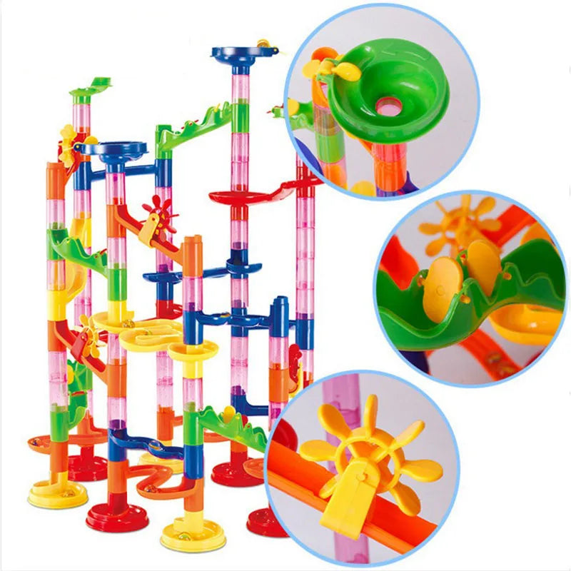 DIY Maze Balls Track Building Blocks Toys For Children Construction Marble Race Run Pipeline Block Educational Toy Game