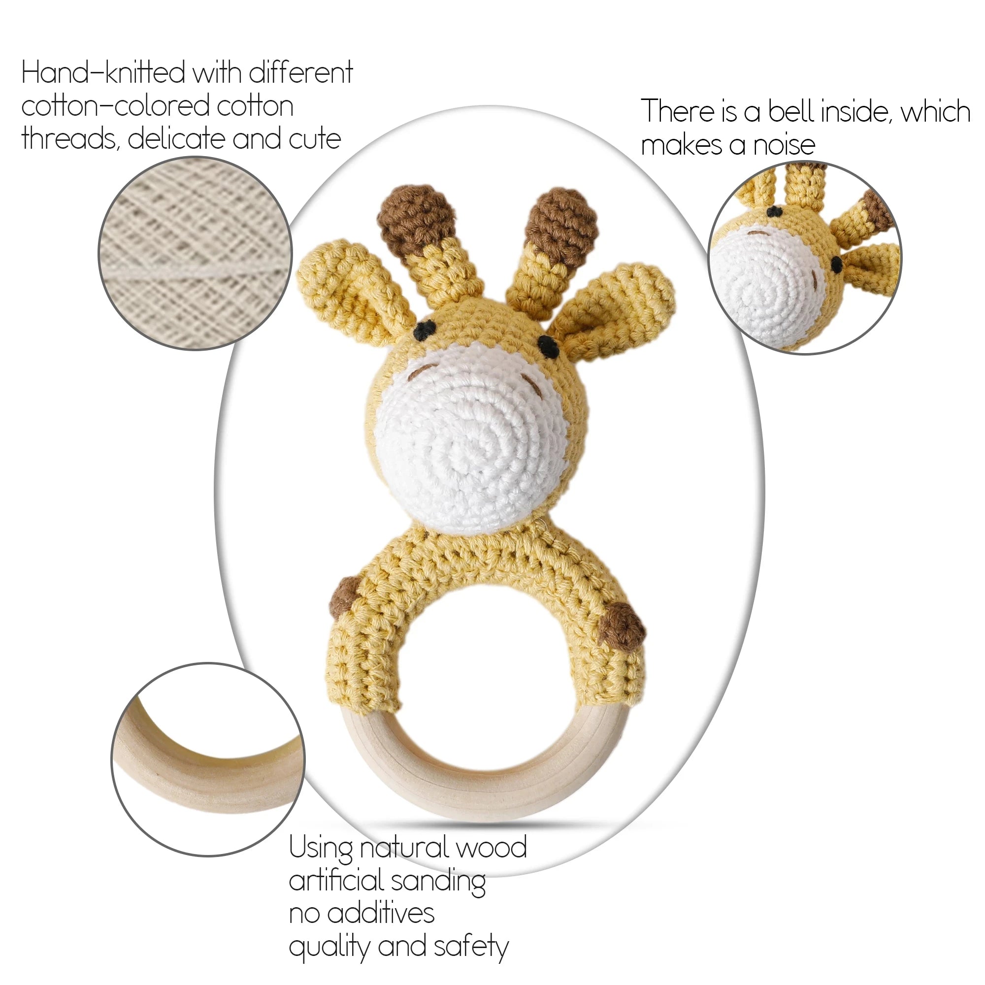 1Pc Wooden Baby Teether Crochet Elephant Rattle Toy BPA Free Wood Rodent Rattle Baby Mobile Gym Newborn Stroller Educational Toy