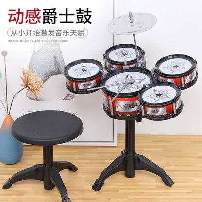 Simulation Drum Set Junior Drums Kit Jazz Drums Percussion Musical Instrument Wisdom Development Toys For Children Kid Gifts