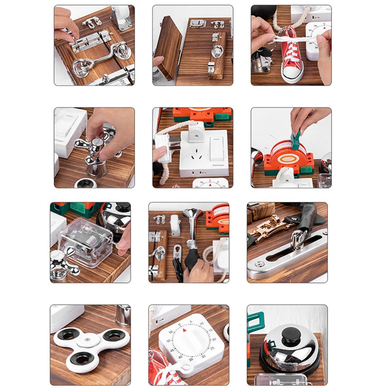 Montessori Children Toys Busy Board Accessories Latch Lock Cognition Games Education Sensory Activity Toys For Fine Motor Skills
