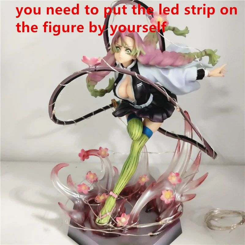 Anime Figures Demon Slayer Kanroji Mitsuri PVC Led DIY Toys Kimetsu no Yaiba 21cm Decor Bedroom Visual Night Light Action Figure