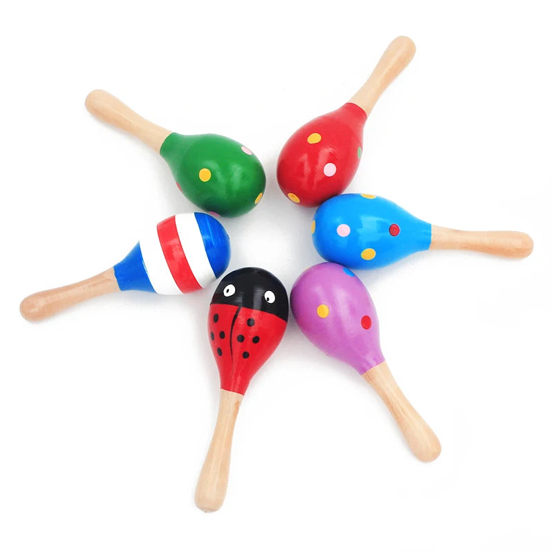 1Pc 12x4cm Infant &amp; Toddlers Wood Sand Hammer Wooden Maraca Rattles Sand Hammer Kids Musical Party Favor Child Baby Shaker Toy